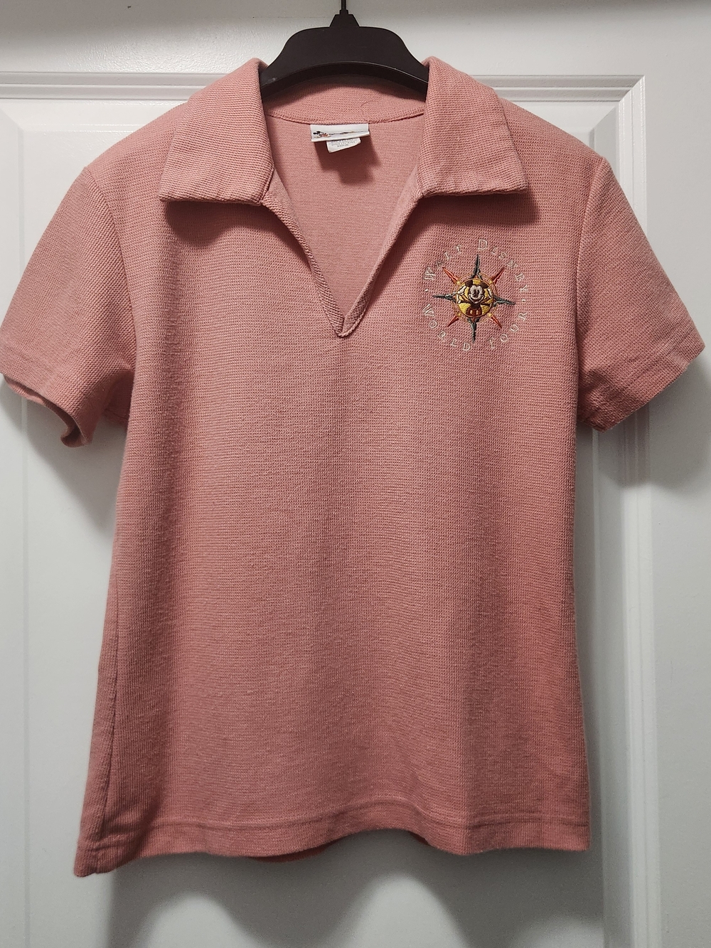 Walt Disney World Tour Mickey Polo Pink Embroidered USA Vintage Preppy M